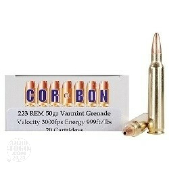 20rds - 223 Corbon 50gr Varmint Grenade Ammo